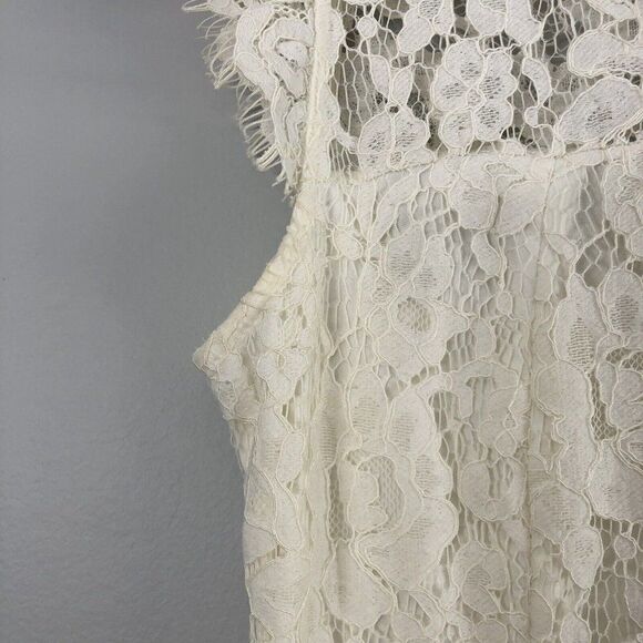 Storia Brianne Size Medium Short Wedding Guest Party Dress Lace White Keyhole - Picture 3 of 12